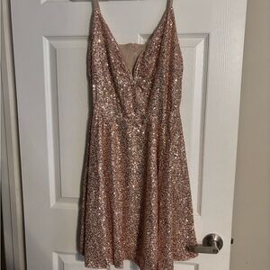 Elegant Sequin Dress in Rose Gold